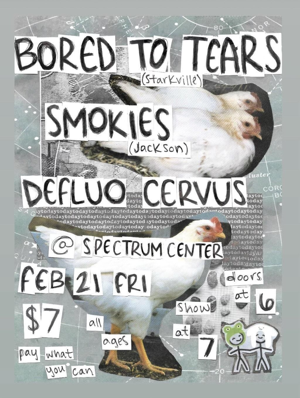 Bored to Tears (Starkville), Smokies (Jackson), Defluo Cervus