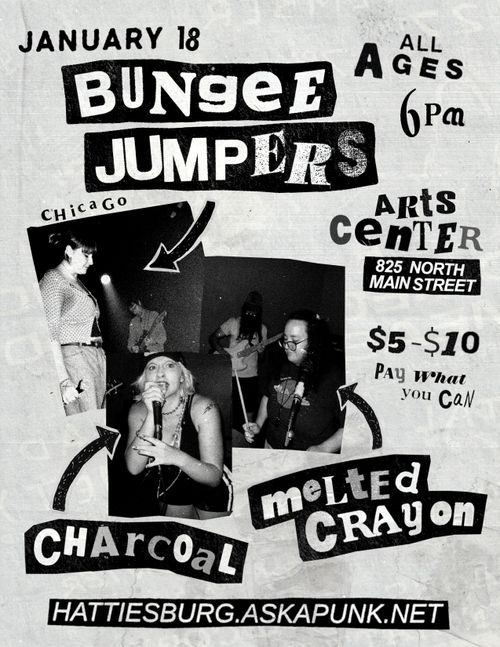 BUNGEE JUMPERS (Chicago, IL), MELTED CRAYON, CHARCOAL