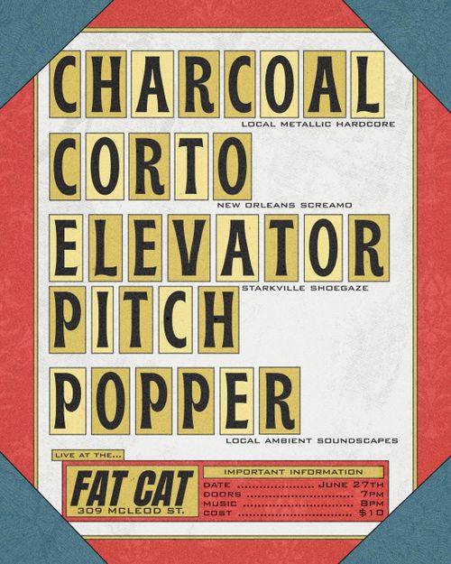 Charcoal, Corto, Elevator Pitch, and Popper at the Fat Cat
