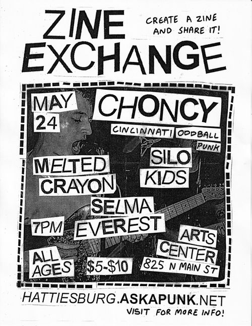ZINE EXCHANGE - CHONCY (Cincinnati) , MELTED CRAYON, SILO KIDS, SELMA EVEREST